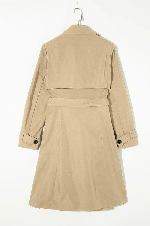 'Sagebloom' Buttoned Long Sleeve Trench Coat - Celes Fashion